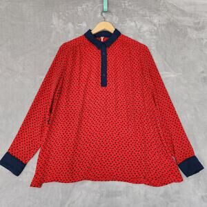 Free People Red and Navy Blouse